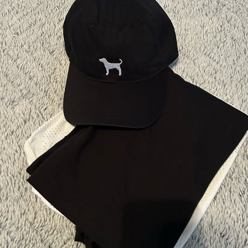 Victoria's Secret Black ball cap w/ tank and tee bundle All new Medium dog logo